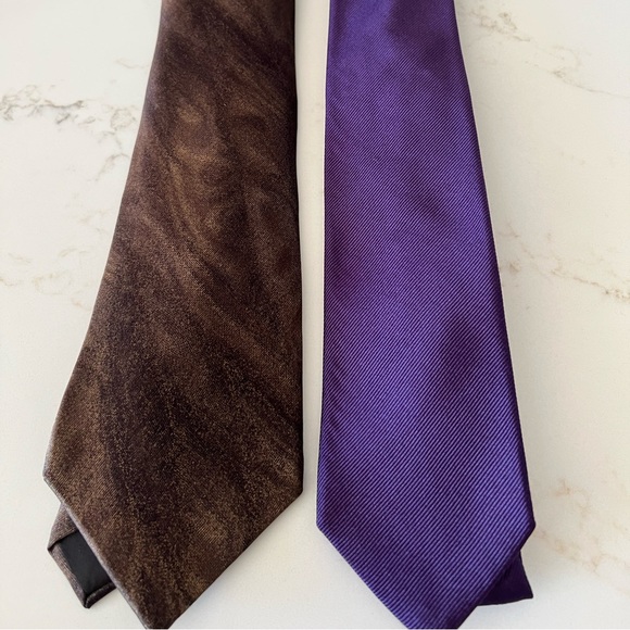 Lanvin Paris and Hugo Boss mens silk ties 2pcs set